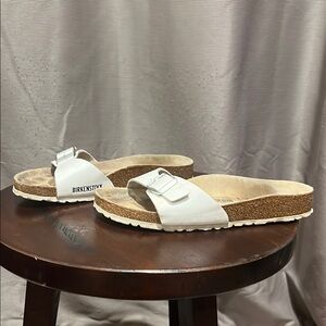 Birkenstock White Sandals with Ergonomic Cork Footbed
